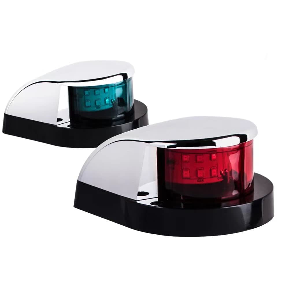LED Boat Navigation Light Red and Green LED Marine Navigation Light Boat Bow Light for Pontoon and Small Boat (Silver New Version)