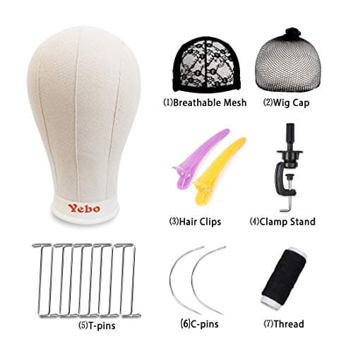 YEBO Block Canvas Head Wig Mannequin Head for Display Style With Mount Hole