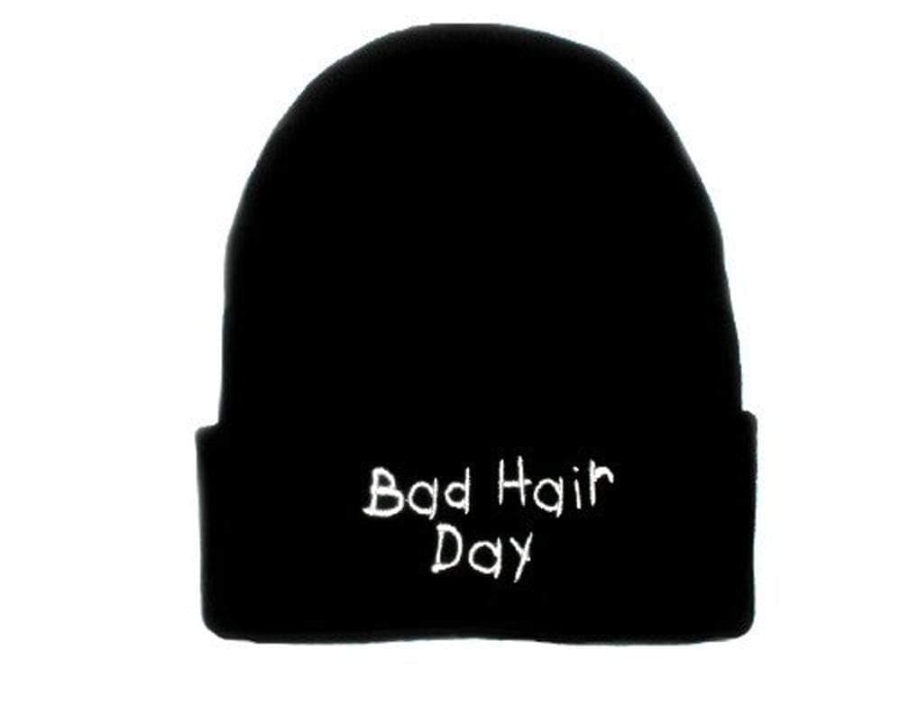 "Bad Hair Day" Black Beanie Hat