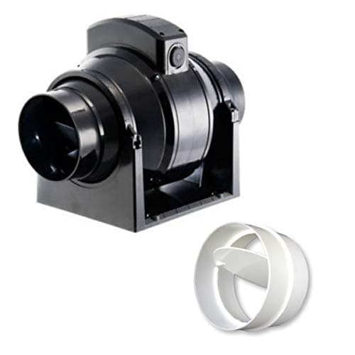Manrose MF100T in-Line Extractor Fan with Timer 100mm/4" + in-Line Back Draught Shutter