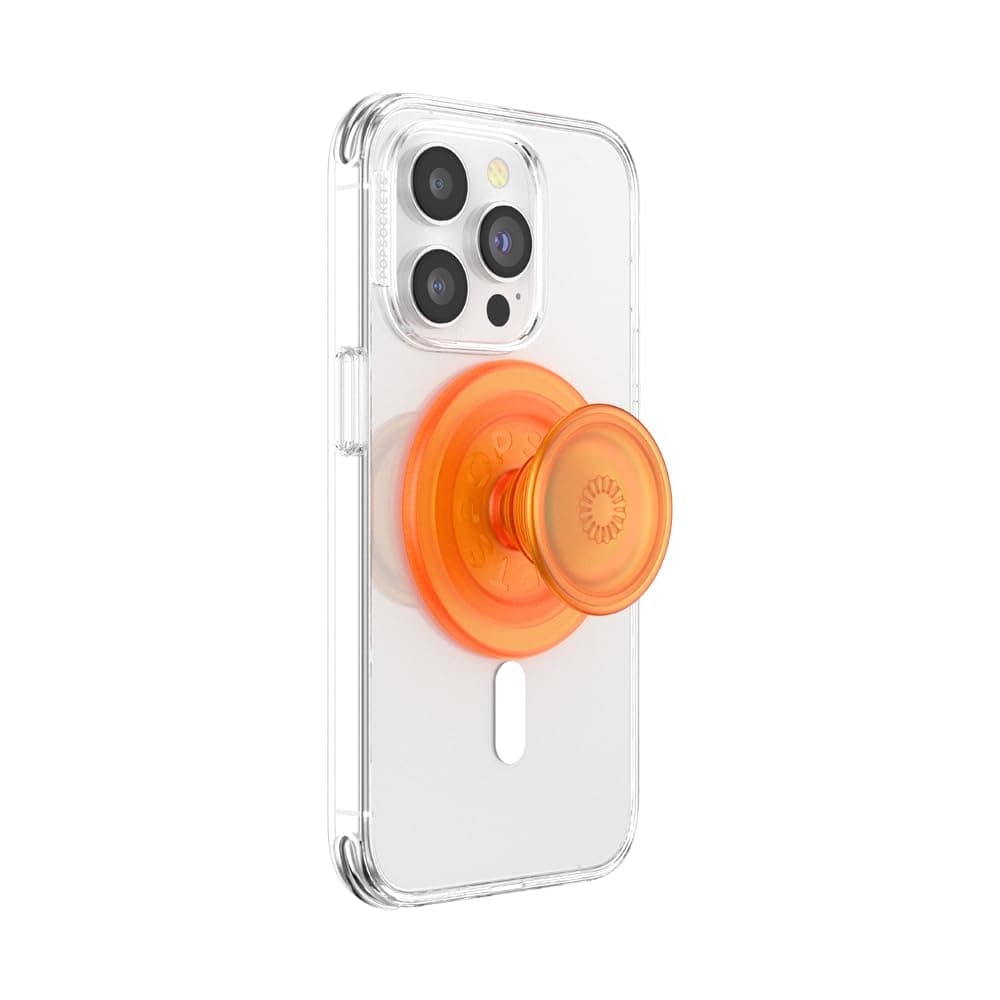 PopSockets: PopGrip Round for MagSafe - Adapter Ring for MagSafe in Set - Folding holder and stand for phones with interchangeable discs PopTop - Orange Zest