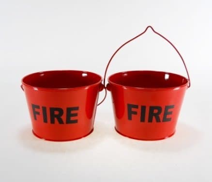 2 pc Set of Red Fire Buckets Ashtrays