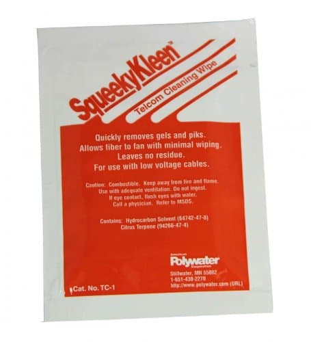 Polywater SqueekyKleen Telcom Cleaner-Saturated Wipe (12pk)