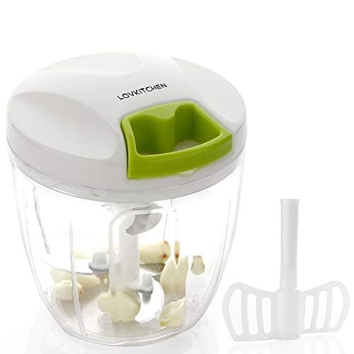 Manual Food Chopper-LOVKITCHEN Compact and Powerful Hand Held Vegetable Chopper/Mincer/Blender to Chop Fruits/Vegetables/Nuts/Herbs/Onions/Garlics for Salad,Pesto,Coleslaw,Puree (L)