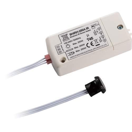 BHIRH-250A Patented 250W IR Sensor Switch Dual Voltage 100-240V Intelligent Light Lamps Motion Sensing Switch IP20 5-10CM Used OUTSIDE of Cabinet,Working by Hand Moving,Max.70W for LEDs