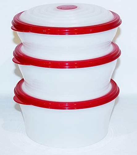 Tupperware Super Stuffables Storage Bowl Set Of 3 In Red (4 Cup, 6 Cup & 8 Cup)
