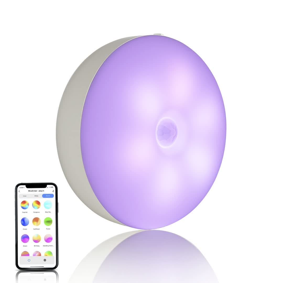 BlissLights BlissEmber - Color Changing LED Plug in Night Light, Motion Sensor, Compatible with Google Home and Alexa (1-Pack)