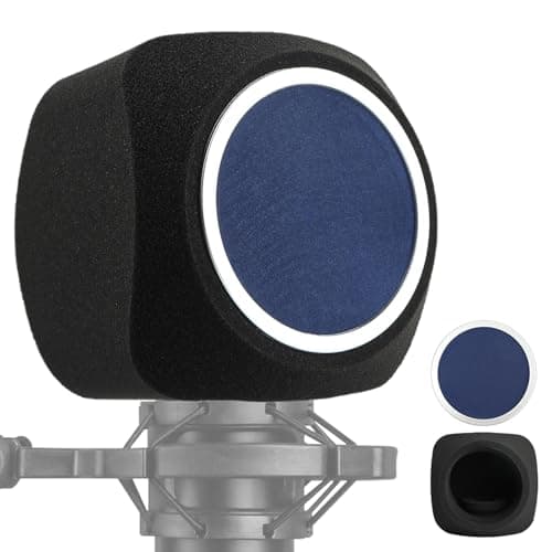 Microphone Isolation Shield,Microphone Wind Shield with P-op Filter Vocal Isolation Booth Portable Equipment Filter Out Noise for Recording Studios, Singing, Live Stream(Blue)