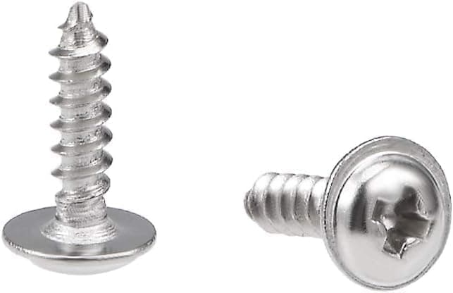 3x12mm Self Tapping Screws Phillips Pan Head with Washer Screw 304 Stainless Steel Fasteners Bolts 50Pcs
