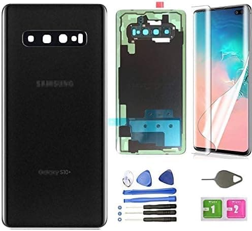 Galaxy S 10 Plus Back Glass Cover Replacement Housing Door (Waterproof) with Camera Lens and Frame +Tape Parts for Samsung Galaxy S10 Plus S10+ SM-G975U/W/F/DS + Tools(Black)