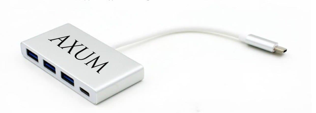 AXUM 4 in 1 USB-C Adapter/HUB, includes 3 USB 2.0 and 3.0 ports for NEW MacBook Pro 13in, Chromebook etc. Allows Multiport External Charging and data Transfer(Silver)