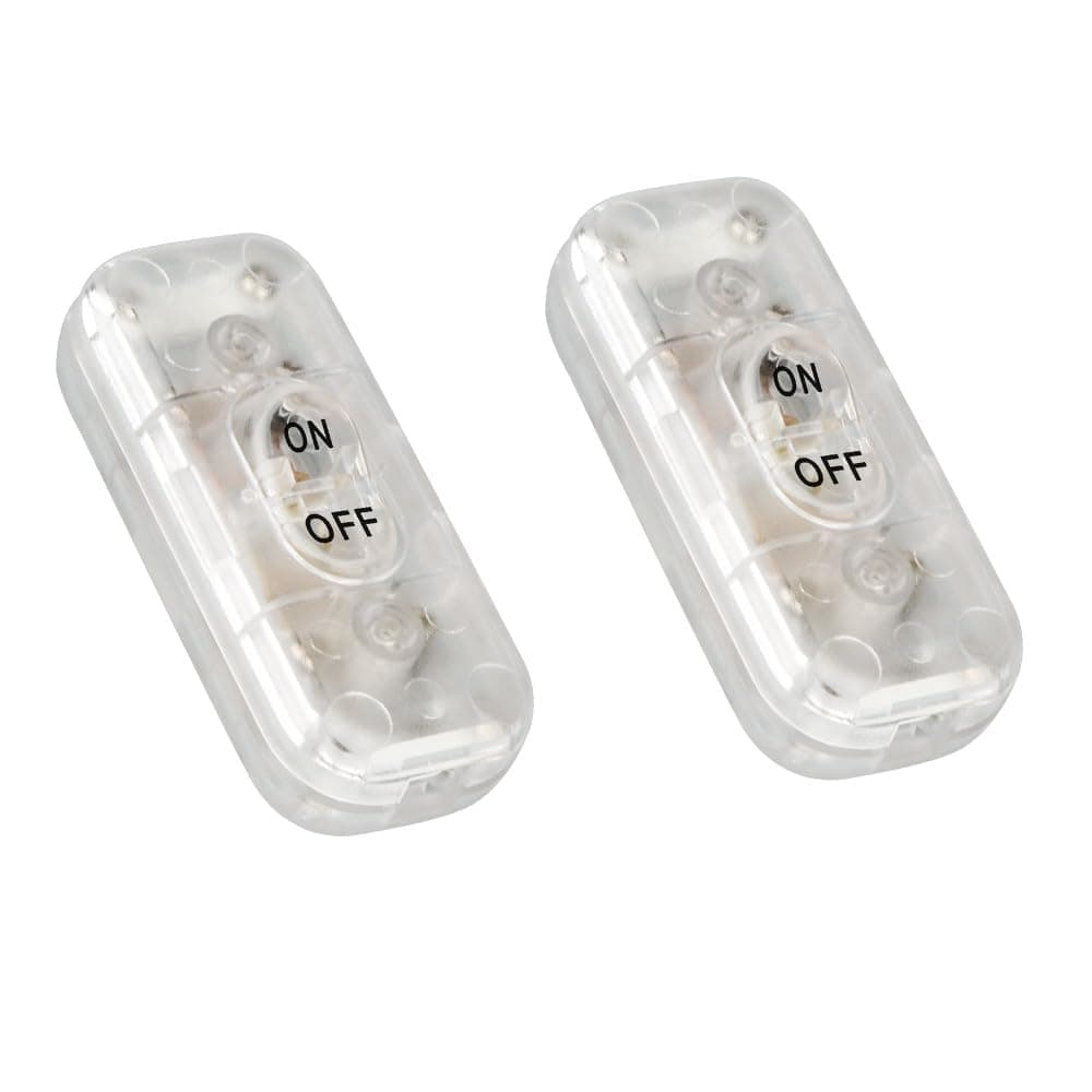 Helunsi Inline Switch 2 Pcs, Clear Lamp Cord Button Torpedo Switch, Rated 6A 250V ON OFF Electrical Wire Appliance Rocker Switches, Repair Replacement Control Power Cable Plug Desk Table Light Parts