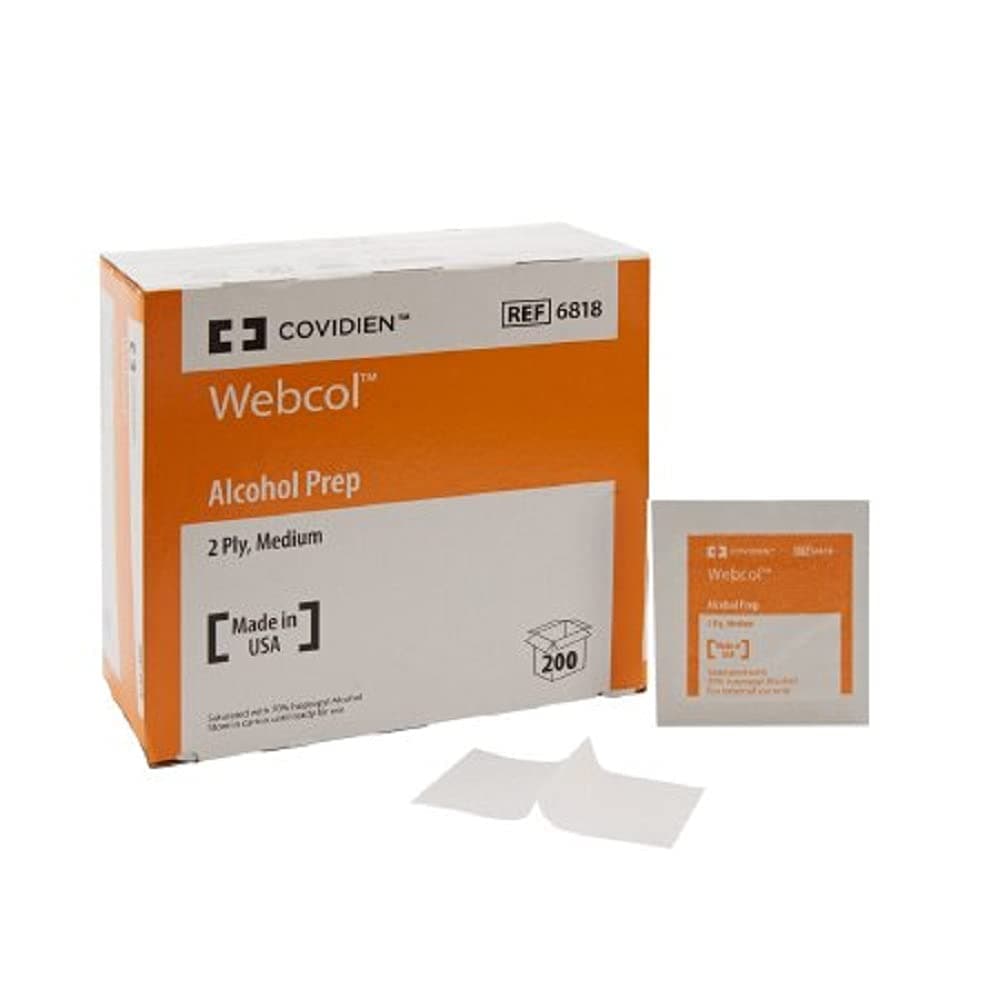COVIDIEN Covidien 6818 Webcol Alcohol Prep, Sterile, Medium, 2 Layer, Pack of 200