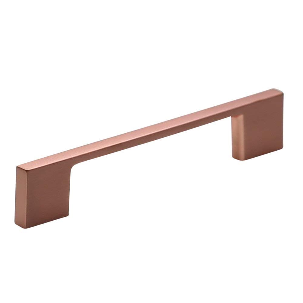 10 Pack - Hamilton Bowes Satin Copper (Rose Gold) Cabinet Hardware Pull - 3-3/4" Inch (96mm) Hole Centers - 5-1/4" Overall Length - Modern Basic