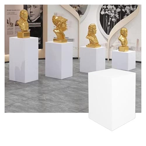 Square Pedestal Stands, Cube Pillars Event Decoration, Props Stand Base For Wedding Sculpture Dessert Table Showing, Strong Load-Bearing(White,50x50x20cm)