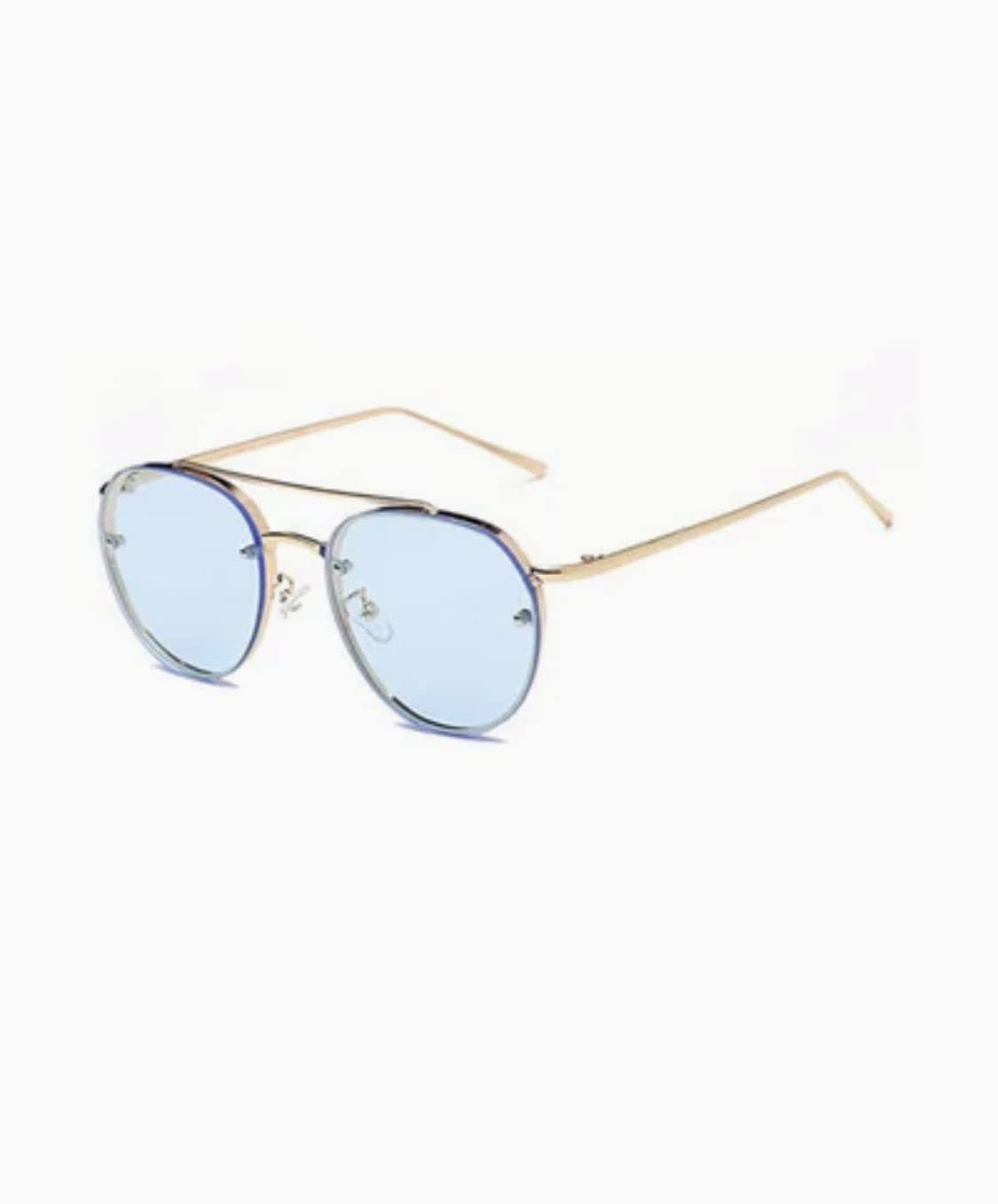 COOLBABYSky Blue Mirror Full Rim Aviator Sunglasses