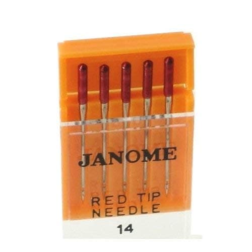 Janome 5 Pk Embroidery Sewing Machine Needles Red Tip Size 14 (90/14)