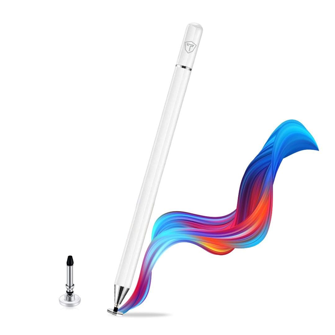 Tukzer Capacitive Stylus Pen for Touch Screens Devices, Fine Point, Lightweight Metal Body with Magnetism Cover Cap for Smartphones/Tablets/iPad/iPad Pro/iPhone (White)