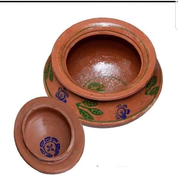Clay Cooking Handi Pot Mitti Ki Handi Biryani Chicken Serving Pot Open Fire Gas Top with Lid (X-Large)
