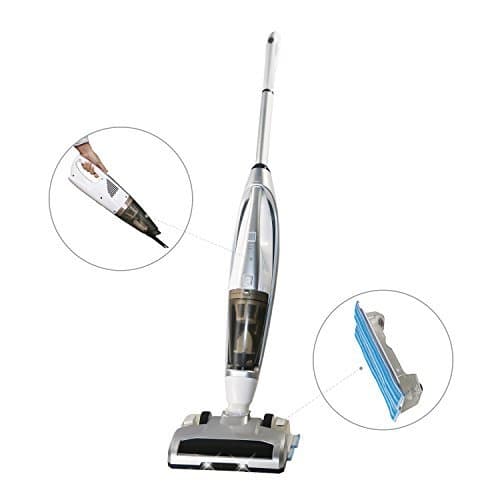 LYMY FINE Dragon 3-in-1, 3+1 Functions New Cordless Upright Stick Vacuum Cleaner, Handheld Vacuum and Bagless Sweeper Vac with Water Tank Wet/Dry Cleaning Mop for Carpet and Floor (Silver)