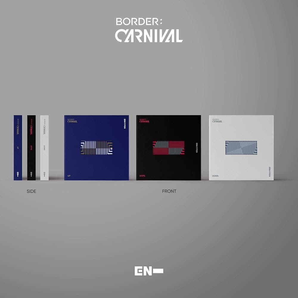Enhypen Border : Carnival 2nd Mini Album Down Version CD+1p Folding Poster On Pack+100p PhotoBook+16p Lyric Book+2p PhotoCard+1p Lenticular+1p Sticker+Carnival Ticket+Tracking