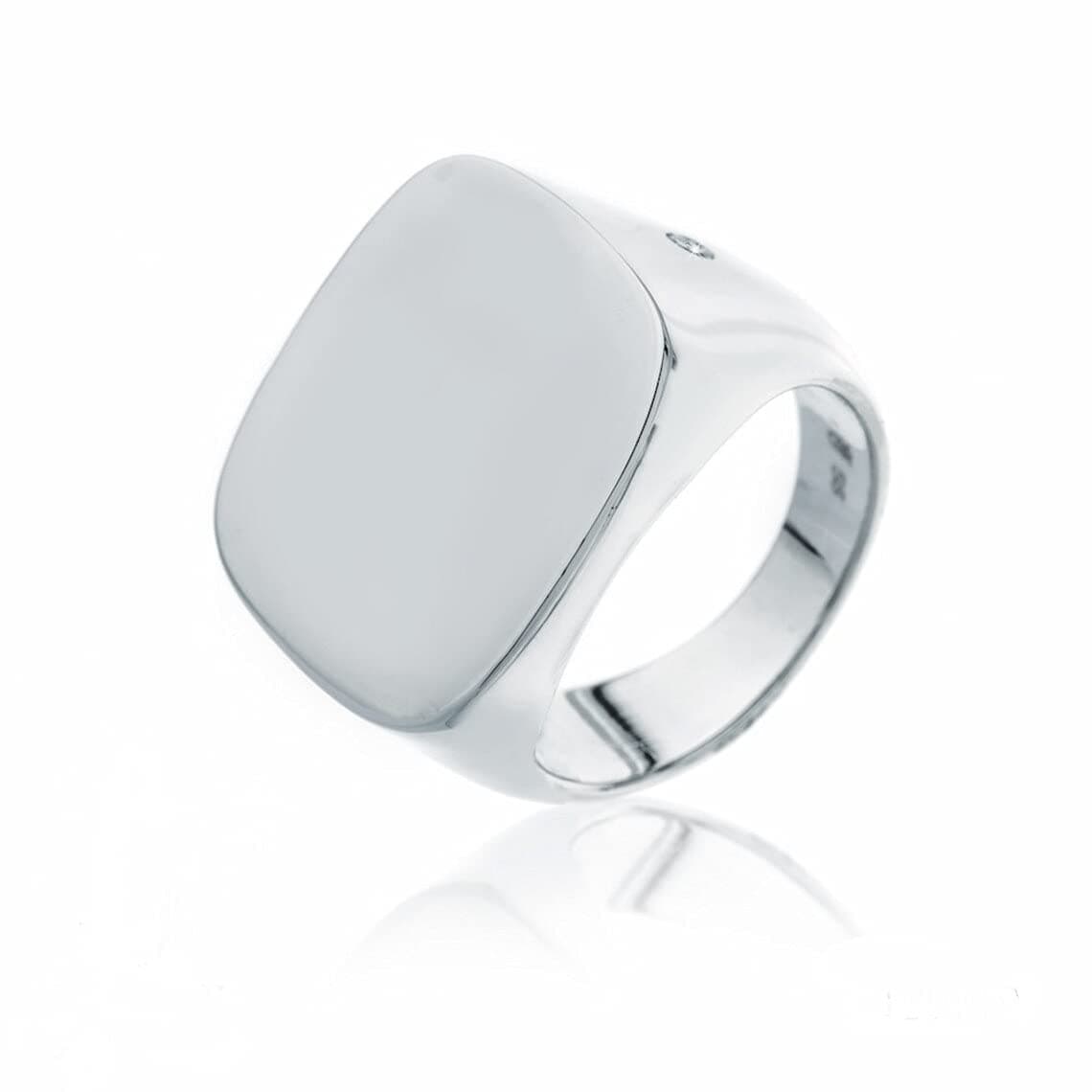 Family Crest Signet Silver Ring, Personalized with Engraved Image, Big Square Seal