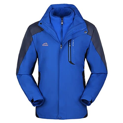 KAISIKE Women's Windproof Softshell Fleece Ski Jacket 3 In 1 Outdoor Sports Coat(W168/Light blue-L)