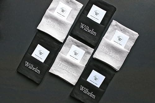 Personalized Napkins Embroidered Any Text Monogram Design Add a Name, premium quality napkins with embroidery, great gift monogrammed napkin for Kitchen and Wedding (Medium 18x18inch / 46x46 cm)