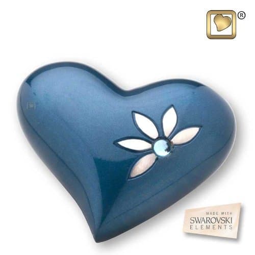 Nirvana Azure Heart Keepsake Cremation Urn by LoveUrns