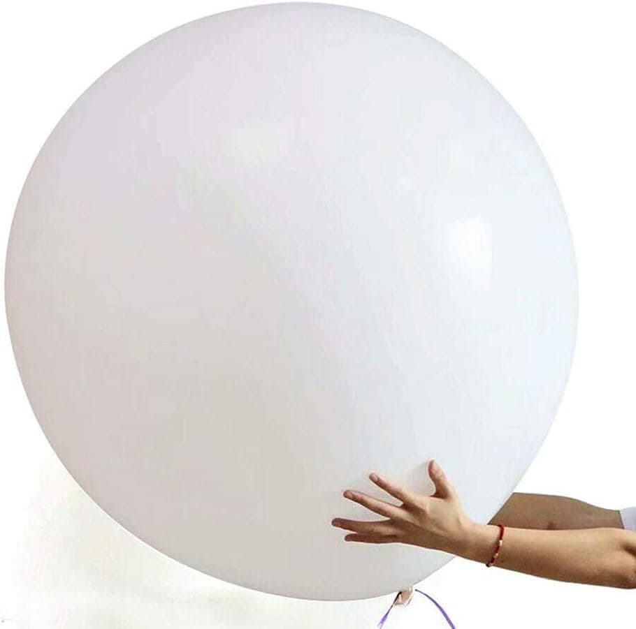 6 Pack 36 Inch White Giant Big Extra Large Huge Jumbo Latex Balloons Colourful Luftballons Round Birthday Balloon Ballons Ballon Baloons Baby Shower for Kids Party Decorations Wedding Outdoor