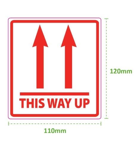 This Way UP Labels | Packing Stickers | Large Size | Self Adhesive | Permanent Hot-Melt Glue | Sticky Labels | White Semi Gloss (50)