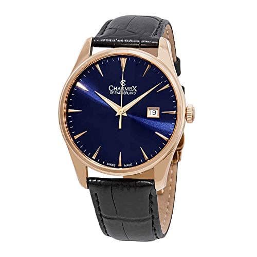 Blue Dial Black Leather Men's Watch 2943