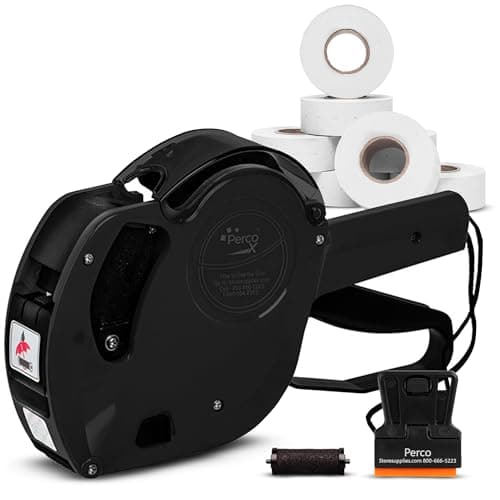 Perco X Gun Kit - 1 Line Perco X Label Gun with 9000 Labels, and an Extra Inker