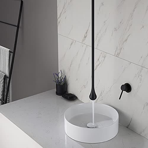 Bathroom Bathtub Hang Ceiling Faucet Solid Brass Ceiling Basin Faucet Wall Mounted Tub Mixer Tap Spout Ceiling Water Drop Taps (Black-A)
