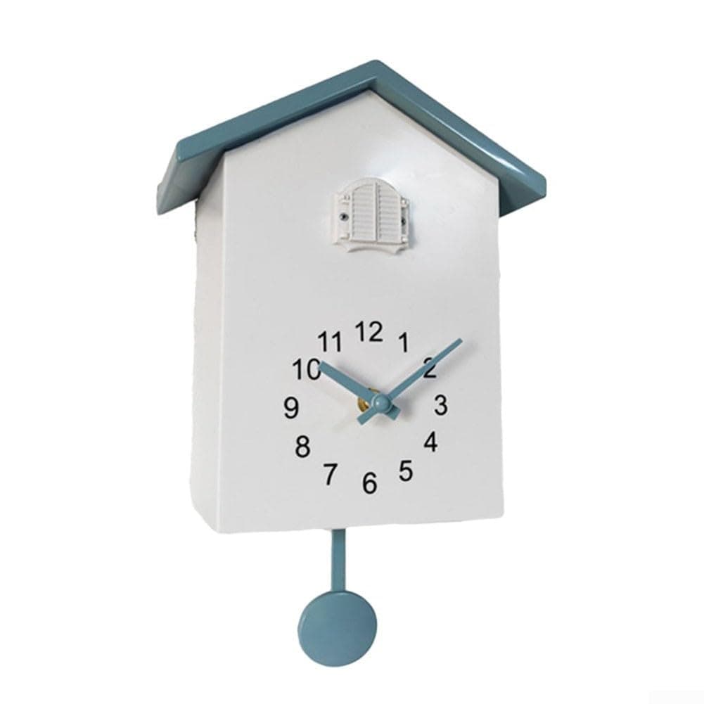 Cuckoo Clock with Chimer Cuckoo Sound Clocks with Pendulum Bird House, Battery Powered, Home Living Room Hanging Watch Horologe Clocks Timer Kitchen Wall Decoration(White+Grey)