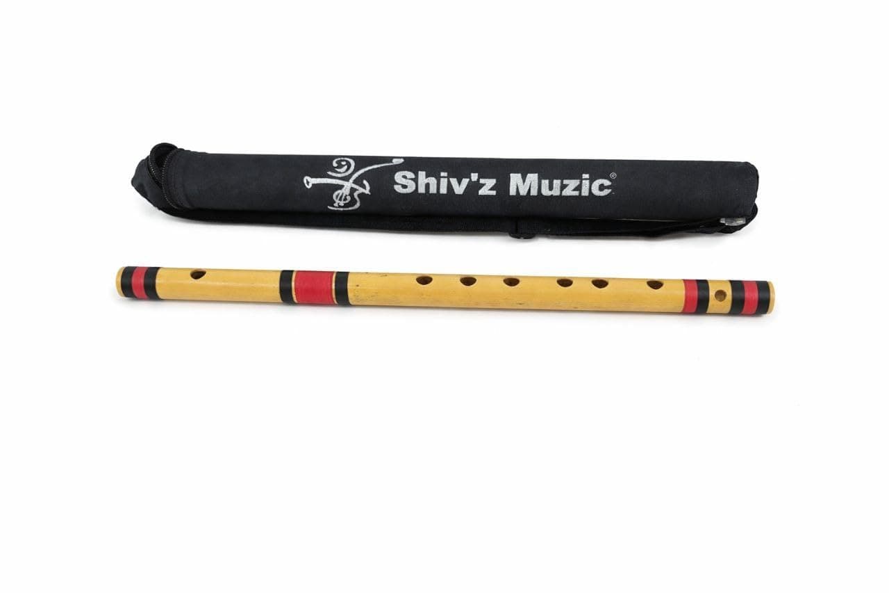 Shiv'z Muzic Flute, C Sharp medium, BUDGET Bansuri, RIGHT HAND 18.5 inches (with Written Manual & Bag)