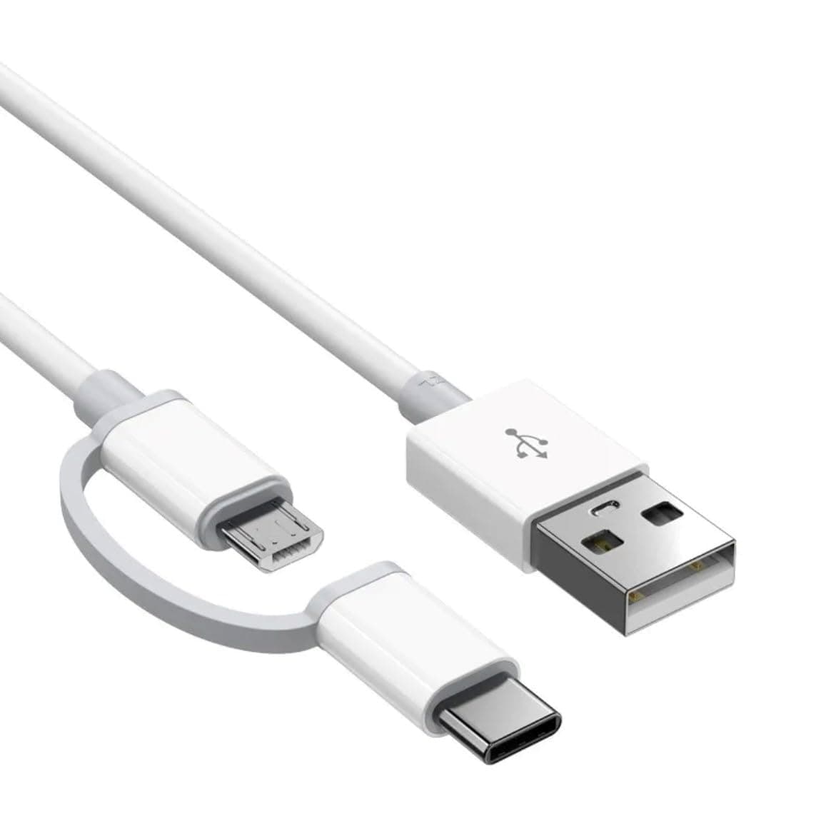 Orco 2 In 1 Usb C Charger Cord Cable 1m Fast Charging Power Compatible with iPhone 15 Charger Cable Micro Usb Adapter Data Copper Wire Fit for Samsung All Type C Mobile Phones (White)
