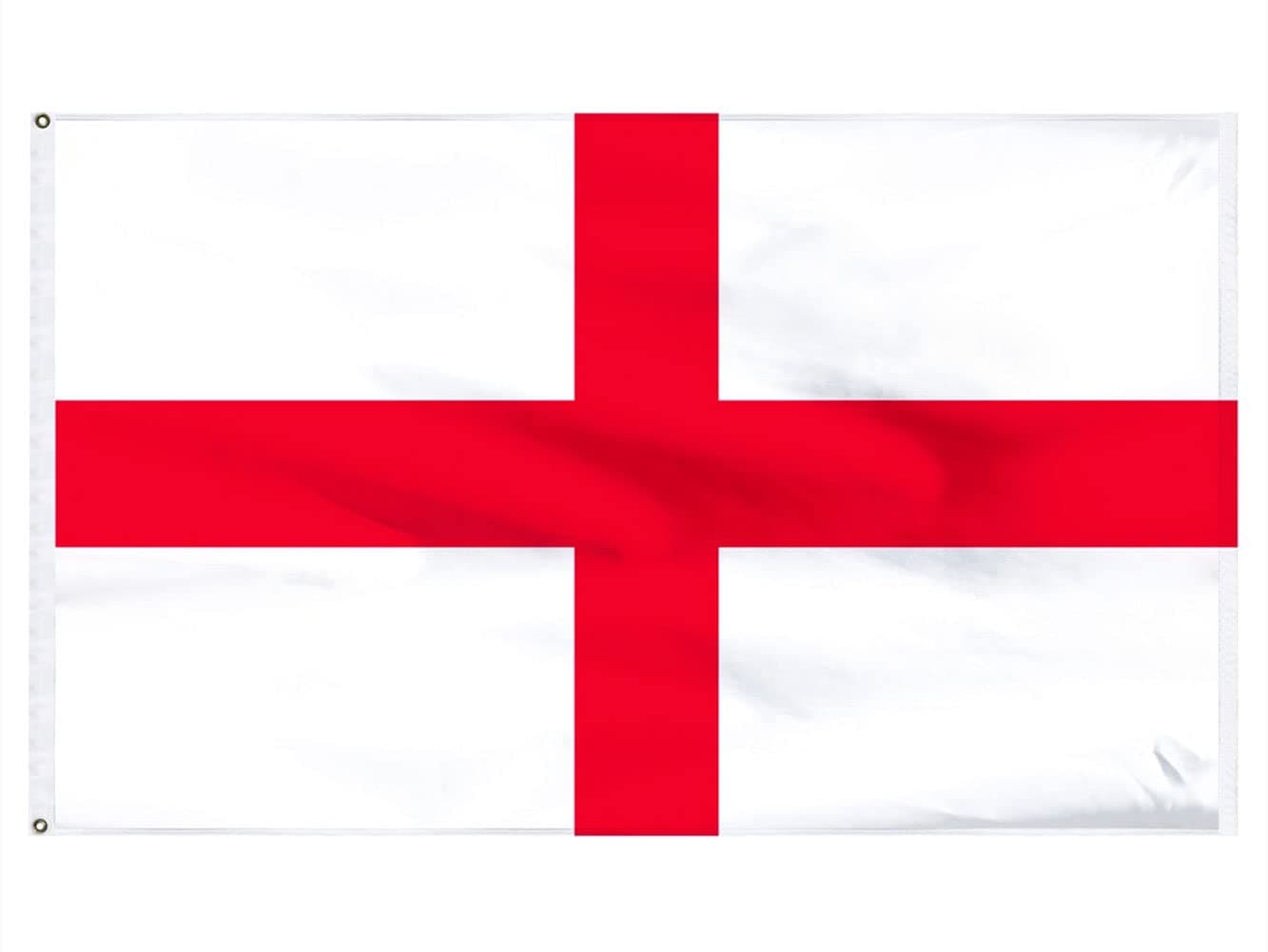 1/2/4/10 X Large St George’s Cross England Flag 5ft x 3ft (150cm x 90cm) for EURO 2024 Football Rugby English National Flags with Double Stitched Seam and Metal Eyelets (1 Pack)