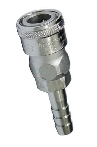 Nitto Kohki Hi Cupla 40SH Quick Connect Pneumatic Coupler Socket, 1/2" Size, Hose Barb, 218 PSI, Steel