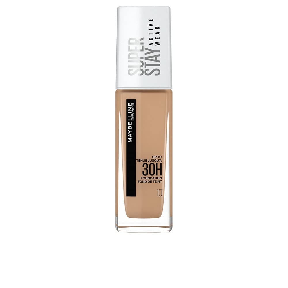 New York Waterproof Make-Up, High Coverage Foundation, Long-Lasting Face Makeup for Light Skin Types, Super Stay Active Wear, Colour: No. 10 Ivory (Light), 1 x 30 ml