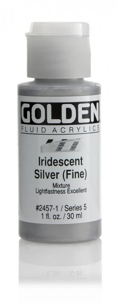 Golden Fluid Acrylic Paint 1 Ounce-Iridescent Silver Fine