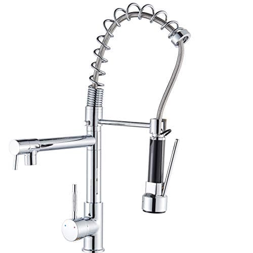 Votamuta Commercial Style Pull Down Sprayer Kitchen Sink Faucet Deck Mounted Single Handle Swivel Spout Kitchen Mixer Tap Chrome