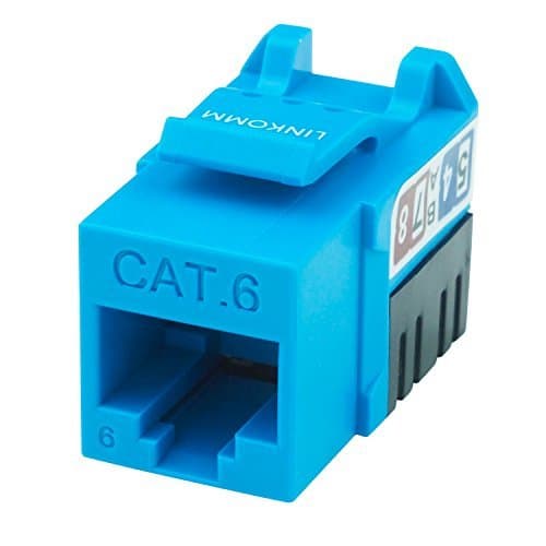 LINKOMM 10-Pack RJ45 Cat6 Slim Profile UTP Unshielded Keystone Jack (Blue)