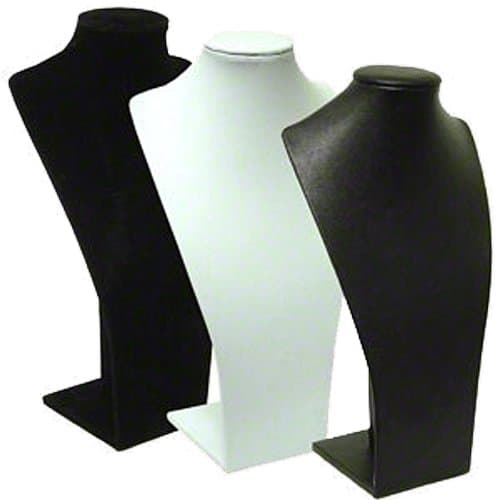 Long Bust Necklace Display, Black Velvet