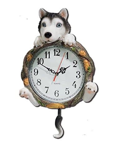 Osiris Trading Comical Husky Wall Clock Ornament Home Decoration or Ideal Gift for Husky Lovers