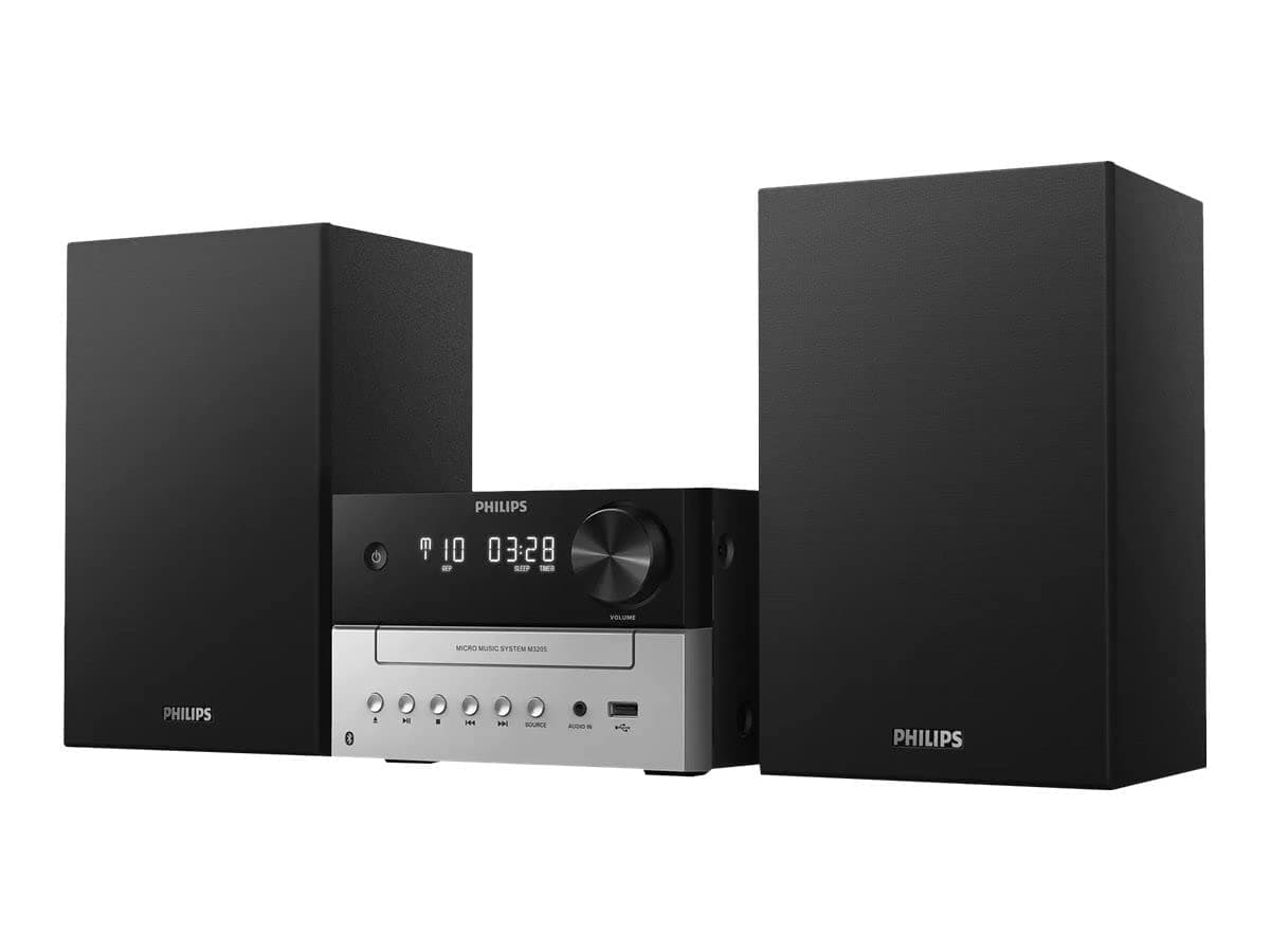Philips Audio M3205/12 Micro Music System with Bluetooth (Hifi System, FM Radio, USB, CD, MP3-CD, USB Port for Charging, 18 W, Bass-Reflex Loudspeakers, Digital Sound Control)