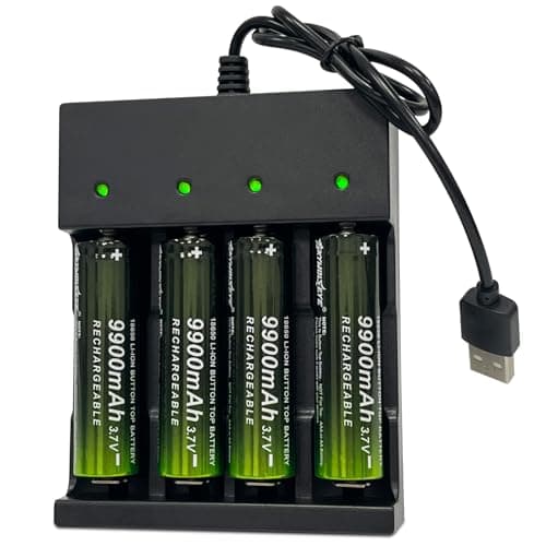 4 Pack 18650 Rechargeable Battery 9900mAh With 18650 Battery Charger,Universal Smart Charger for 3.7V Rechargeable Battery 21700 14500 10440