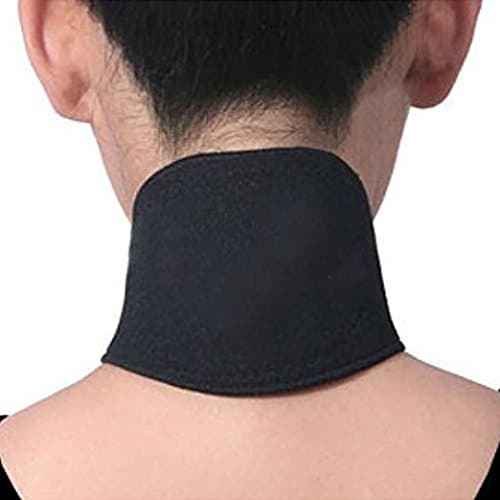 Comfortable Neck Support Brace | Elastic, Self Heating Band | Physical Therapy | Provides Neck Pain Relief and Pressure in Spine | Maximum Comfort for Sleep | Great for Travel (Black)
