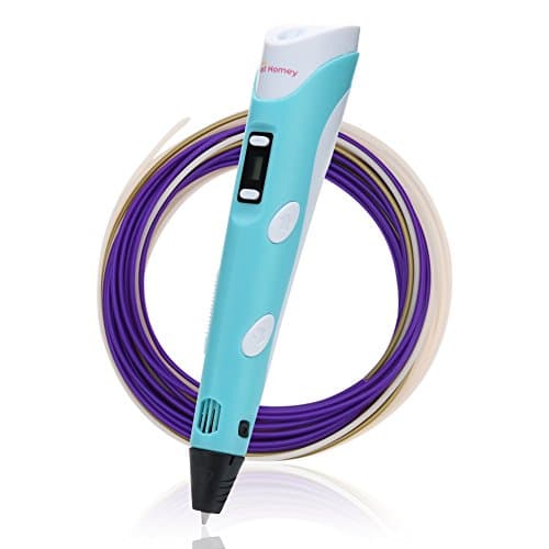 Hot Homey 3D Pen with LCD Screen - 3D Printing and Drawing Pen with 3 Non-Toxic PLA Filament + 40 Page 3D Stencil - Arts Book + Pen Holder + Bonus Finger Protector - Perfect Gift for Kids and Adults