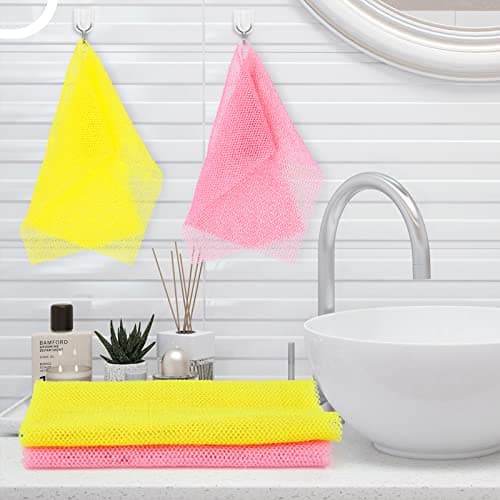 3 Pieces African Net Sponge Long Net Bath Sponge Exfoliating Shower Body Scrubber Back Scrubber Skin Smoother Body Exfoliating Cloth Nylon Bathing Scrubber for Men Women for Daily Use